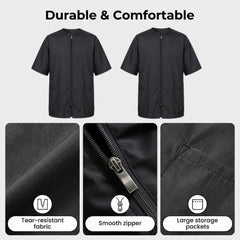 Ailefentene dog grooming smock showing its dual pockets for grooming tools.