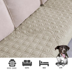 Ameritex waterproof dog bed cover spread across a sofa.