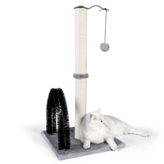 ANWA cat scratching post shown from the front with its gray base and full-height design.