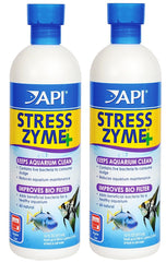 API Stress Zyme aquarium cleaning solution bottles shown together.