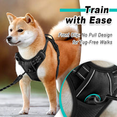 BARKBAY small dog harness front leash attachment shown close up.