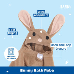 BARKBOX Dog Bathrobe microfiber fabric shown in close-up.