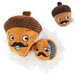 BarkBox Monsieur Acorn plush dog toy shown from the front.