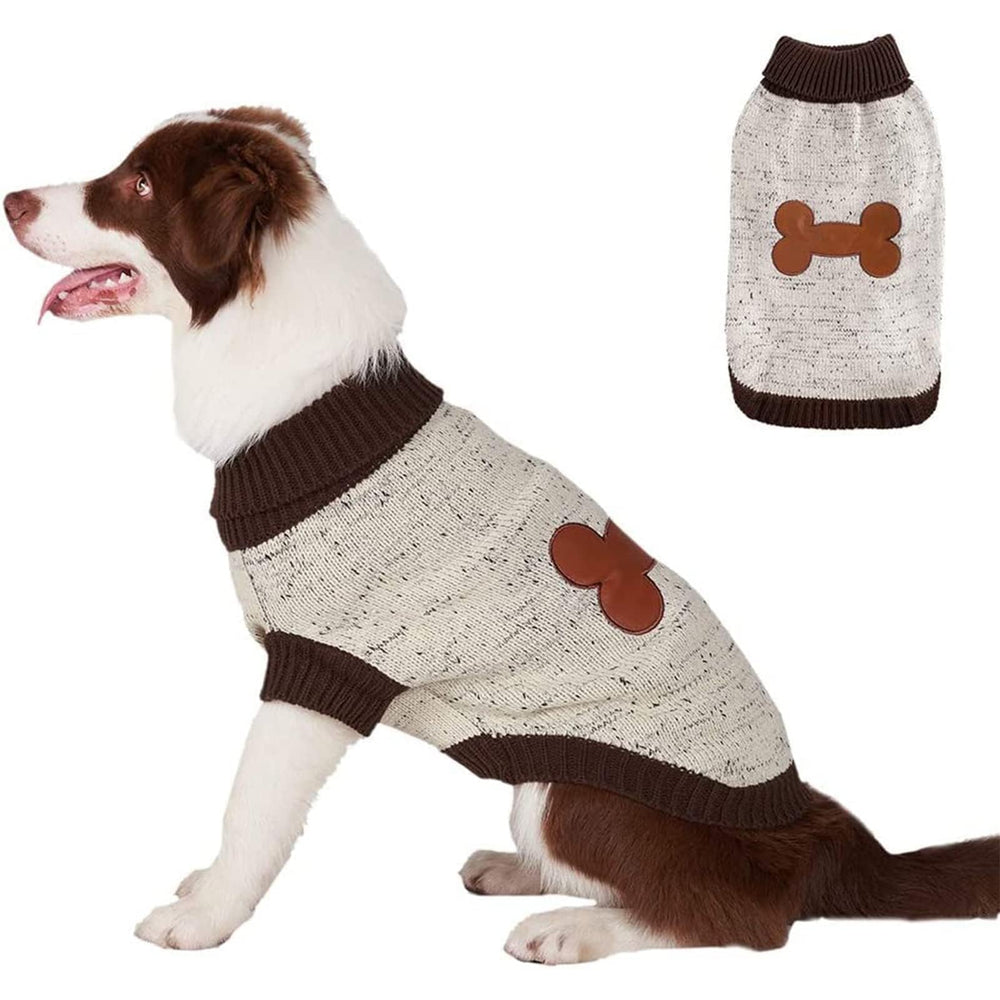 BINGPET large dog sweater shown from the front in cream.