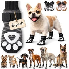 Bixie anti-slip dog socks shown as a six-pack in Small.