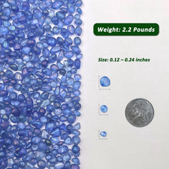 BXI blue sea glass aquarium gravel close-up showing polished stones and smooth edges.