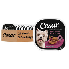 Cesar Classic Loaf wet dog food package shown from the front.