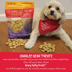 Charlee Bear Crunchy Dog Training Treats shown in a close-up of the crunchy bites.