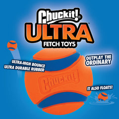 Chuckit! Ultra Ball close-up showing its rubber surface and thick core.