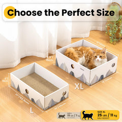 Conlun Cat Scratcher Box shown from above to reveal its open lounging area.