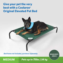 Coolaroo pet bed replacement cover highlighting its Brunswick Green colour.