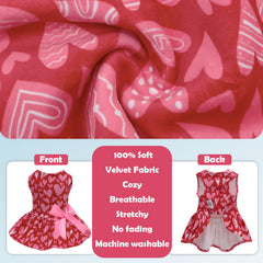 Close-up of the velvet fabric on a CuteBone dog dress.