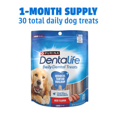 Dentalife large dog dental chews shown to highlight their chewy texture.