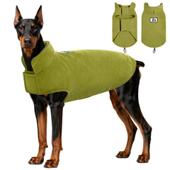 DENTRUN dog winter coat shown from the front.