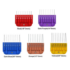 DODAER dog grooming guide combs shown together in five colors.