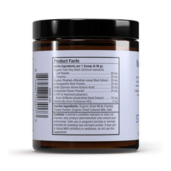 Dr. Mercola Bark & Whiskers Stress Support label shown in close detail.