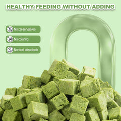 Dylan's cabin Cat Grass Teething Cubes shown being offered to a cat.