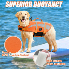 Close-up of the foam padding in the EMUST dog life jacket.