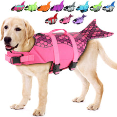 EMUST dog life jacket showing its mermaid-inspired vest design.