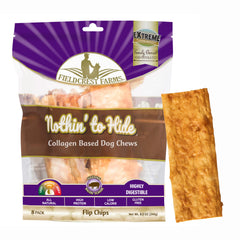 Fieldcrest Farms Nothin’ to Hide Flip Chips dog chews shown from the front of the package.