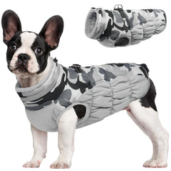 FUAMEY dog winter coat shown from the front.