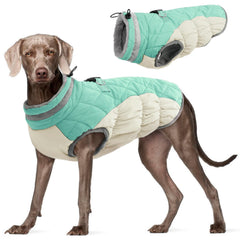 FUAMEY dog coat shown from the front to display its winter jacket shape.