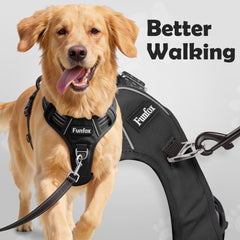 Funfox dog harness close-up showing the front chest leash ring.
