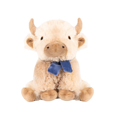 Fuzzl Highland Cow plush dog toy shown from the front.