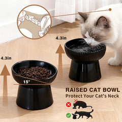 Generic elevated cat bowl viewed from the side to show its tilted profile.