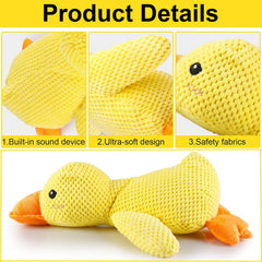 Generic Mellow Dog Calming Duck shown during a bite that triggers its quacking sound.
