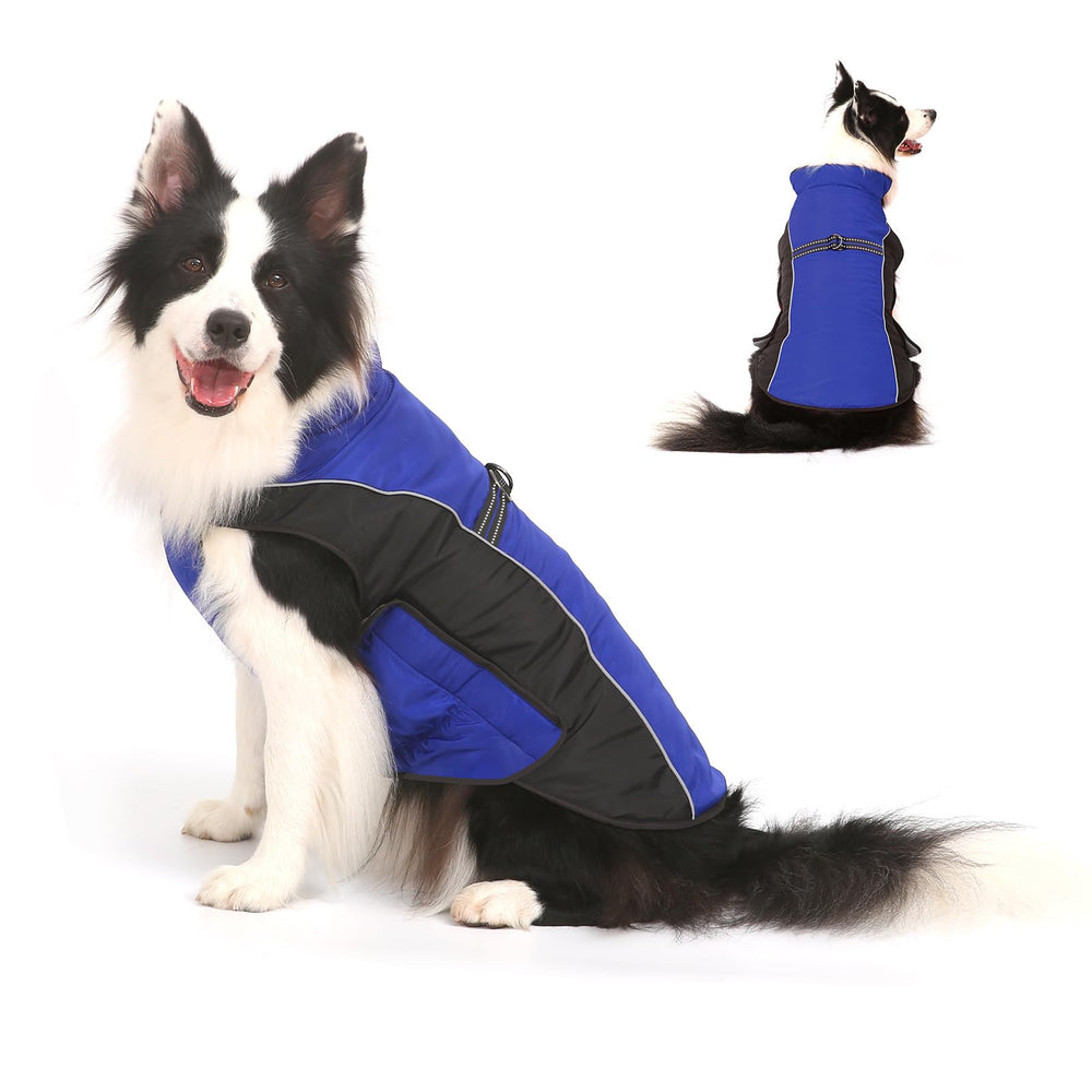 Gimilife dog coat shown from the front, displaying its winter jacket design.