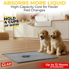 Glad for Pets puppy pad shown laid flat to display its overall shape.