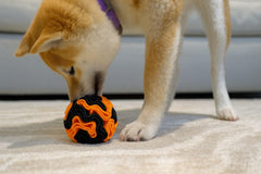 Glory To Dog snuffle ball fleece folds shown close up.