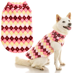 Gooby Stretch Fleece Vest shown from the front in Argyle Pink.