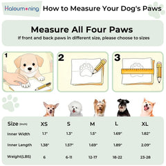 Haloumoning dog boots showing the adjustable hook-and-loop strap.