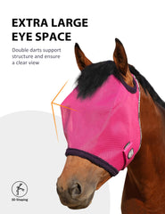 Harrison Howard horse fly mask showing the soft fleece trim.