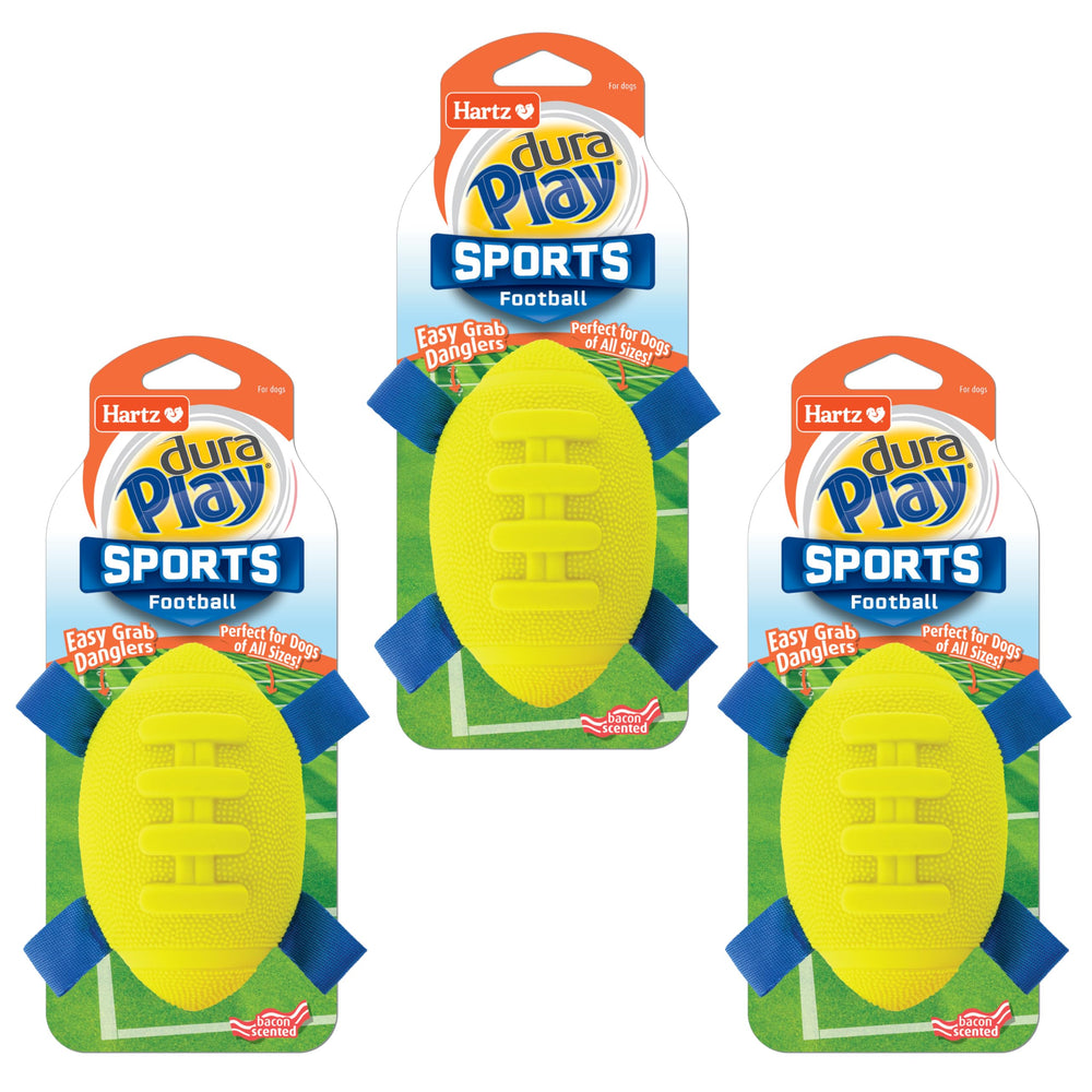 Hartz Dura Play Sports Football dog toy shown from the front.