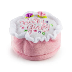 Haute Diggity Dog Birthday Girl Cake plush dog toy shown from the front.