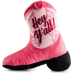 Haute Diggity Dog Cowgirl Boot plush dog toy shown from the front.
