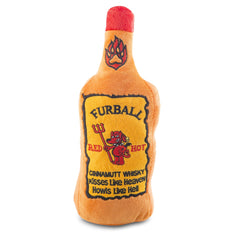 Haute Diggity Dog Furball Bottle Plush Dog Toy shown from the front.
