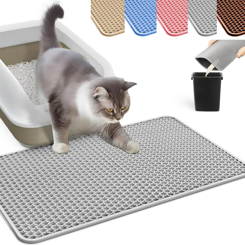 HCY&WLD Cat Litter Mat shown from the front in light gray.