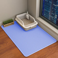 HCY&WLD Cat Litter Mat shown from the front in blue.
