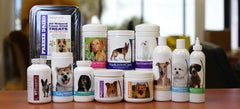 Healthy Breeds Bullmastiff Deodorizing Shampoo shown during a dog bath.