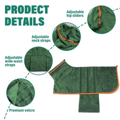HhiMyOct dog drying robe microfiber fabric shown in close-up.
