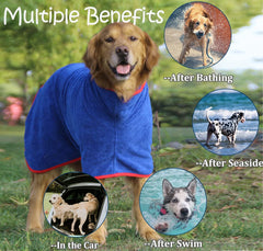 HhiMyOct dog drying robe microfiber fabric shown in close-up.