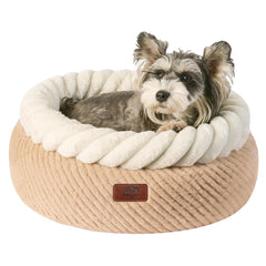 Hollypet round cat bed close-up showing its raised cushioned rim.