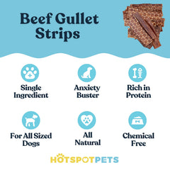 Hotspot Pets Beef Esophagus Dog Treat shown from the side to show its chew shape.