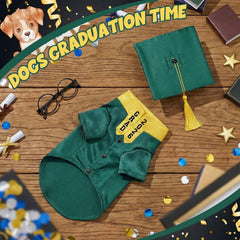 Huhumy dog graduation costume round glasses shown without lenses.