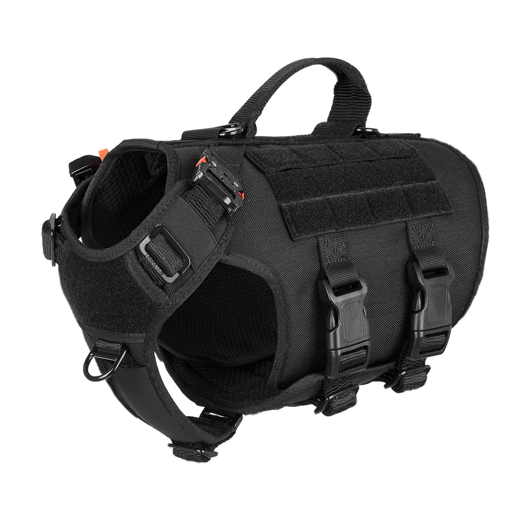 ICEFANG dog harness shown from the front with its adjustable vest design.