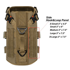 ICEFANG tactical dog harness showing the MOLLE-compatible side panels.